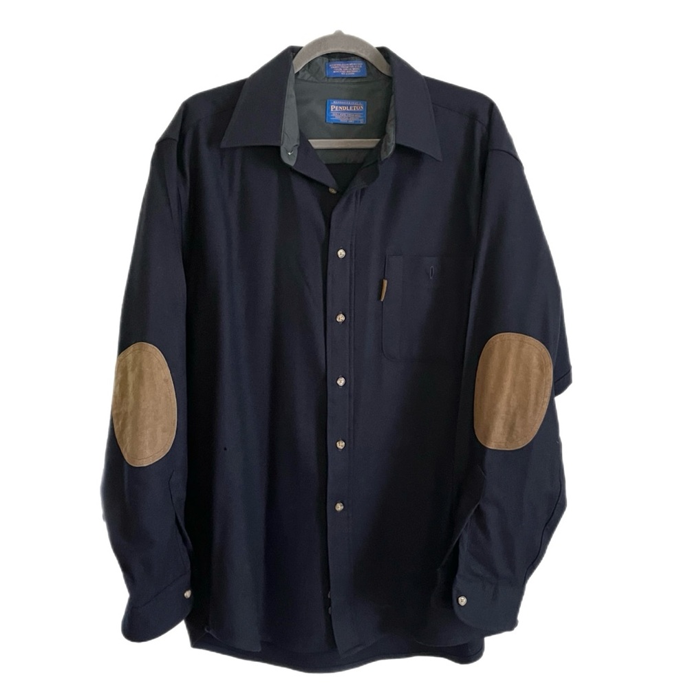 Pendleton Men's Wool Cozy Flannel Button Down Shirt Elbow Patches Size Large